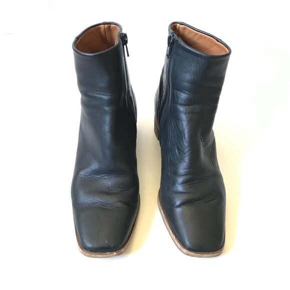 Coclico Juju Leather Boots Bootie Womens 38 8 Black Leather Block Heel Side Zip - Picture 3 of 12